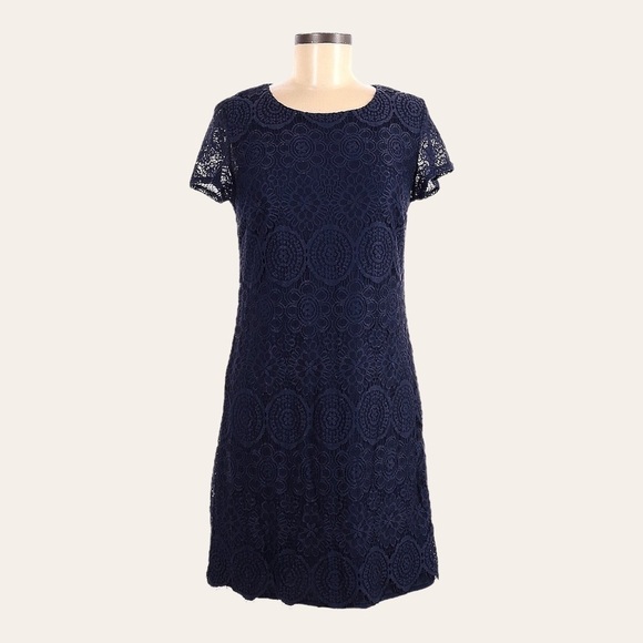 Laundry by Shelli Segal Navy Blue Lace A-Line Dress Size 6 Boho Cocktail Party - Picture 1 of 8
